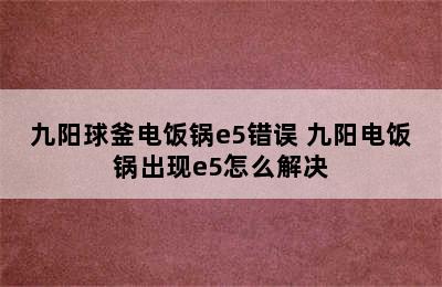 九阳球釜电饭锅e5错误 九阳电饭锅出现e5怎么解决